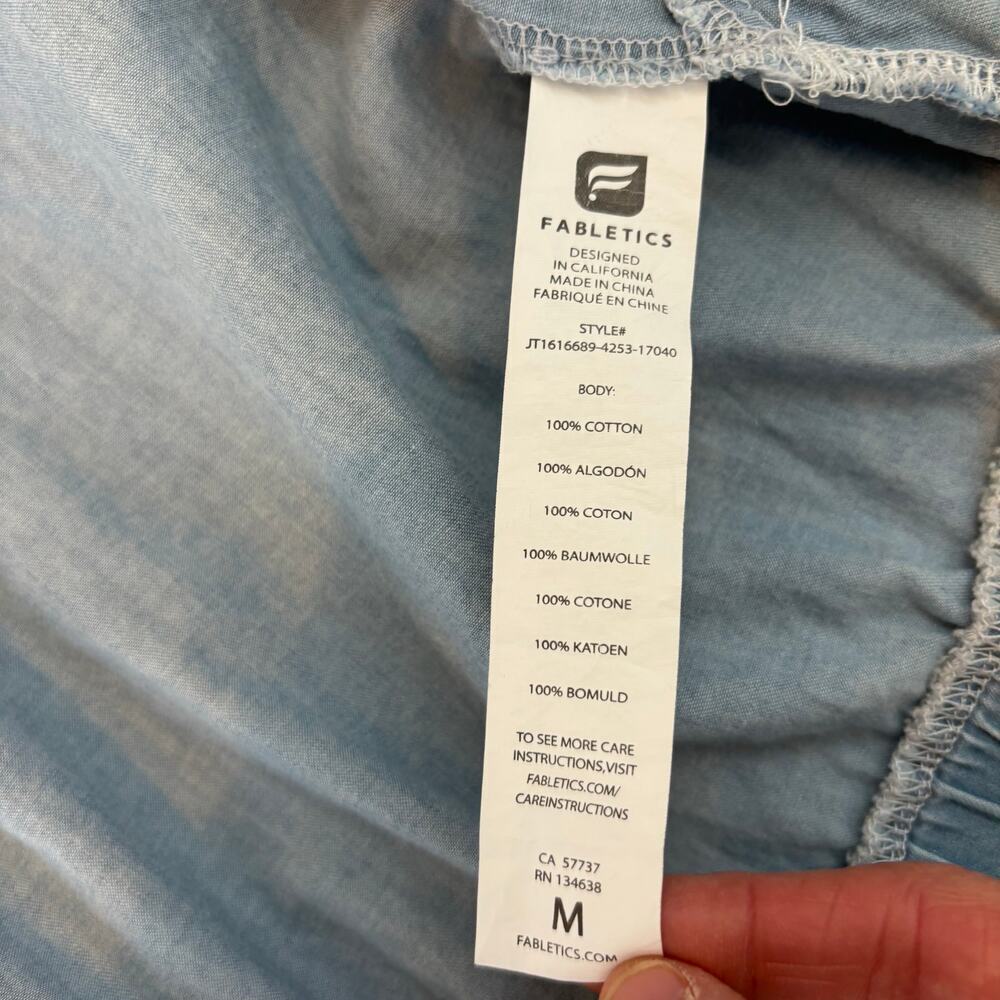 Fabletics Lightweight Chambray Bomber Style Zipper Jacket - Picture 7 of 8